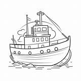 Boat Ship Fishing Outline Coloring Page Illustration Sketch Drawing  sketch template