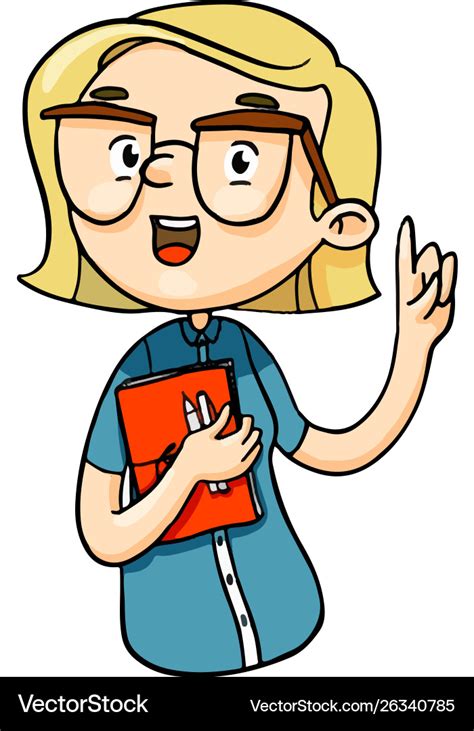 Clever cartoon girl talking important things Vector Image