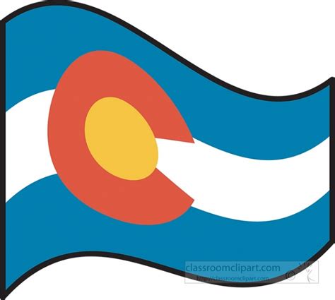 Colorado state flat design waving flag - Classroom Clip Art