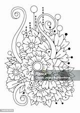 Stock Ilustrace Art Line Květinové Pozadí Pro Barvení Omalovánka  sketch template