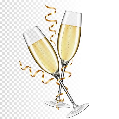 Two Glasses Of Champagne Isolated On Transparent Background Stock ...