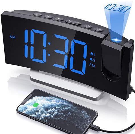 TWINNIS Projection Alarm Clock for Bedroom,LED Digital Clock 180° Projector Dual Alarms Clock ...