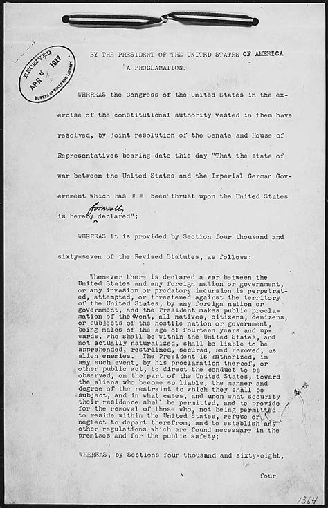 April 6, 1917 - Declaration of War, WWI