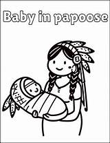 Baby In Papoose  Southwest Native American Coloring Pages & Clip Art sketch template