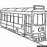 Trolley Street Car Coloring Page  Color A sketch template