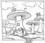 Printable Trippy Mushroom Coloring Pages sketch template