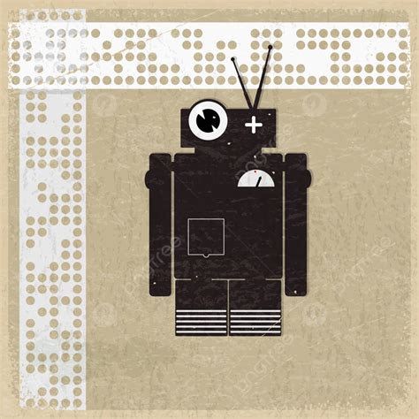 Robot Silhouette On Retro Background Metallic Computer Industry Vector, Metallic, Computer ...