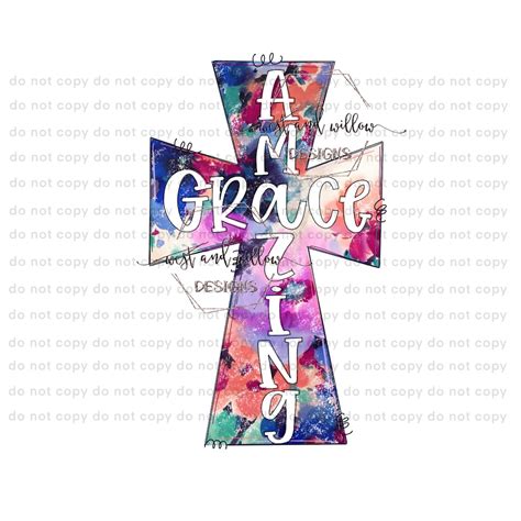 Amazing Grace, Amazing Grace Cross, Watercolor Cross, Christian Cross ...