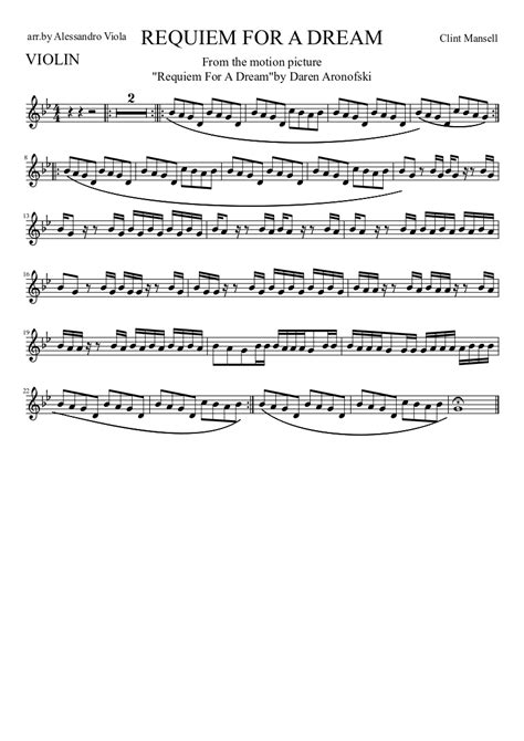 REQUIEM FOR A DREAM (violin) sheet music download free in PDF or MIDI