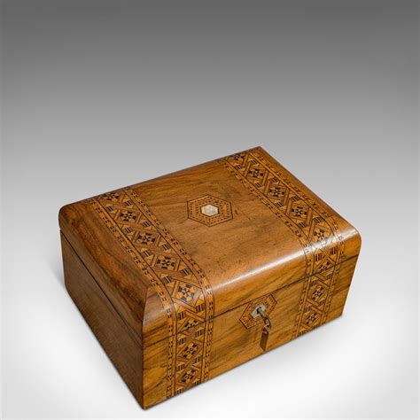 Antique Trinket Box, English, Walnut, Inlay, Jewellery, Keepsake ...