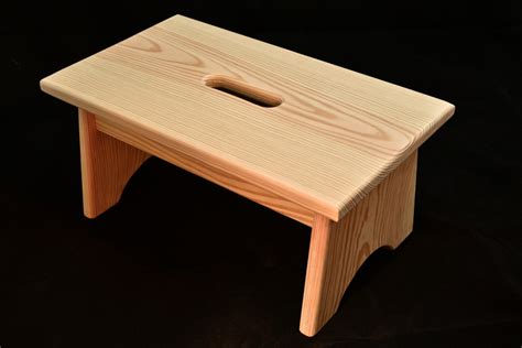 Wood Step Stool with Handle Hole Unfinished Pine 16L x