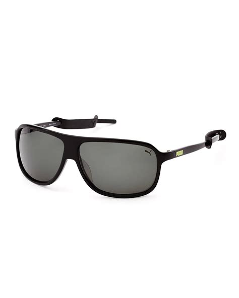 Puma Pu15155 Black Aviator Sunglasses in Black for Men | Lyst