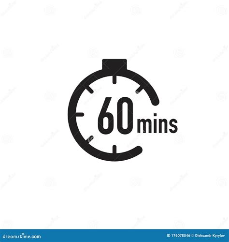 60 Minutes Timer, Stopwatch or Countdown Icon. Time Measure. Chronometr ...