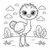 Ostrich cartoon coloring Page Vector For Kids  Premium AI Generated sketch template