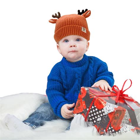 Pxiakgy hats for women Antlers Children's Hats Warm Woolen Christmas ...