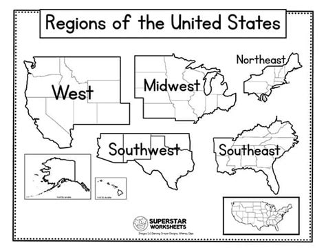 USA Map Worksheets - Superstar Worksheets
