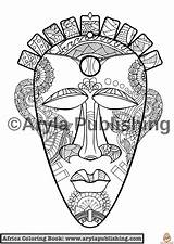 African Mask Coloring Page sketch template