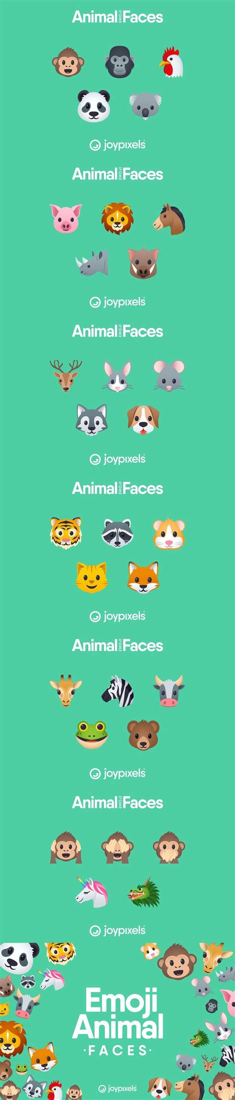 Emoji Animal Faces by JoyPixels® | Animal faces, Emoji, Animals