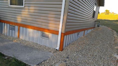 Galvalume skirting with cedar trim | Mobile home skirting, Mobile home exteriors, Mobile home