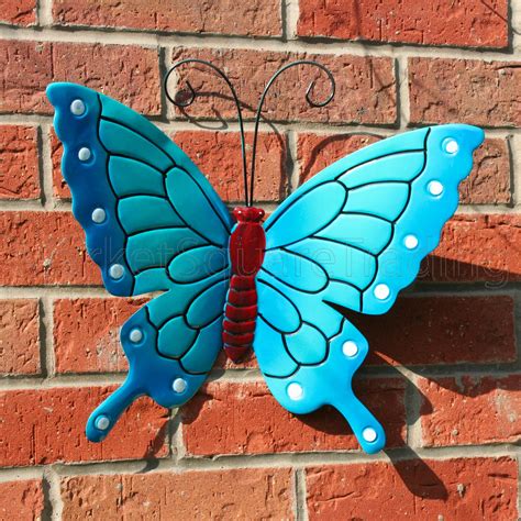 BUTTERFLIES GARDEN DECORATION MULTI COLOURED METAL OUTDOOR BUTTERFLY XL ...