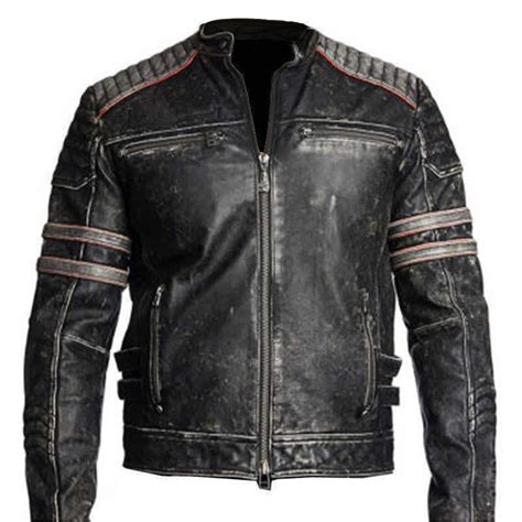 Men's Biker Vintage Motorcycle Distressed Black Retro Leather Jacket