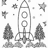 Kids Coloring Page With Rocket · Creative Fabrica sketch template