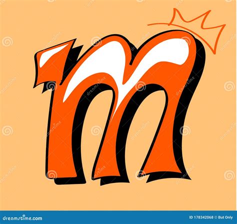 Letter M Van Oranje Kleur. Graffiti Met Een Kroon. Engels Alfabet Van ...