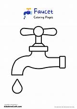 Coloring Pages Faucet Water Kids Colouring Tap Cliparts Clipart  sketch template