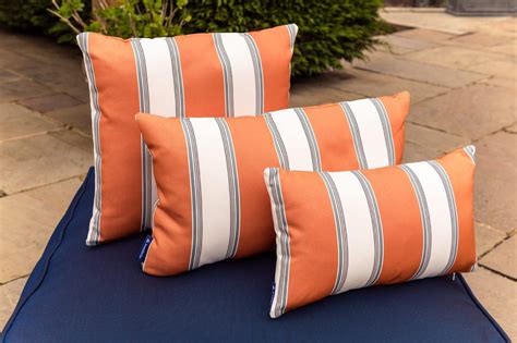 Luxury Luxury Summer stripe in Orange,White and Ocean Outdoor Cushion ...