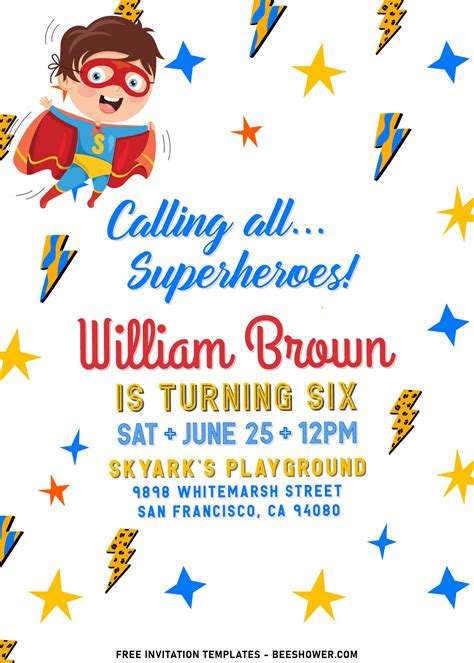 7+ Cartoon Superhero Cape Boys Birthday Invitation Templates