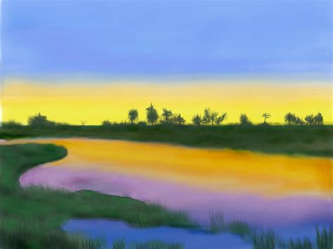 River sunset ← a landscape Speedpaint drawing by Brett - Queeky - draw & paint