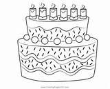 Yummy Birthday Cake Coloring Page For Kids  Free Desserts Printable sketch template