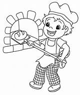 Baker Bakes bread coloring Page  Free And Printable sketch template