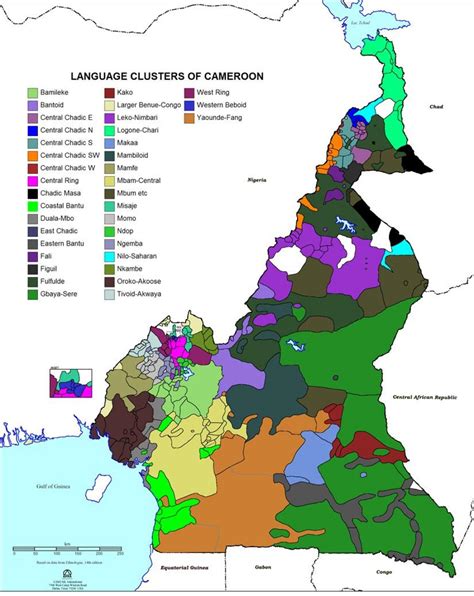 Le cameroun en langue map - Carte du Cameroun en langue (Afrique ...