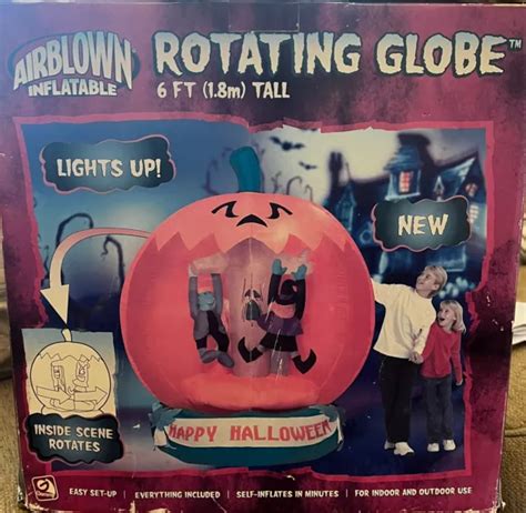 GEMMY 6FT PUMPKIN Rotation Globe Halloween Airblown Inflatable Lights ...