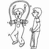 Kids Jumping Rope Coloring Page sketch template