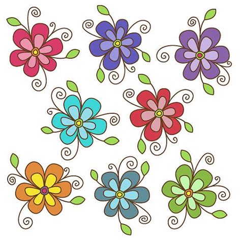 Flower Clipart set - Great for Scrapbooking, Cardmaking and Paper Crafts. | Doodle art flowers ...