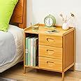 Amazon.com: Magshion Small Modern Nightstand with Drawers, Bamboo Bedside End Table Bedroom Side ...
