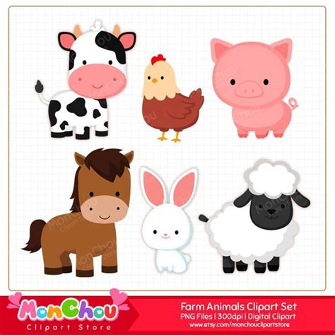 SALE 50% OFF Farm Animals Clipart Clip Art for Commercial and Personal Use - Etsy | Baby farm ...