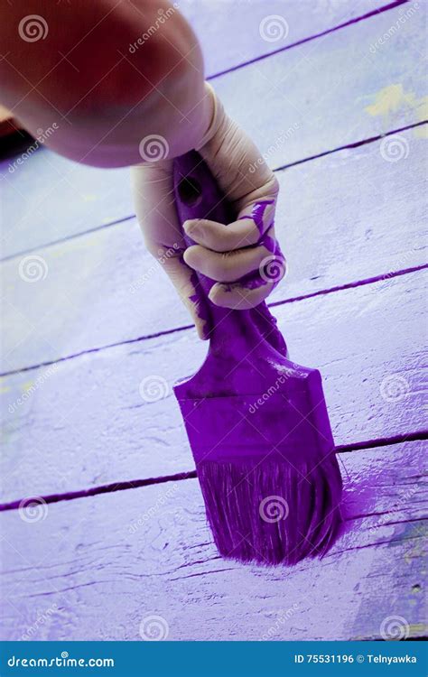 Hand Painting Violet Wooden Wall Stock Photo - Image of outdoor, closeup: 75531196