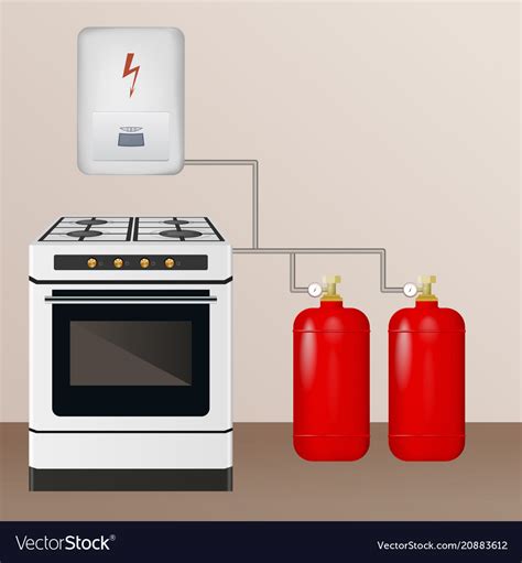 Gas stove and boiler with cylinder Royalty Free Vector Image