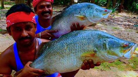 VETKI FISH CURRY | Bengali Traditional Vetki Fish Recipe cooking in Village for Tribe People ...