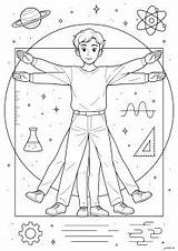 Vitruvian Vectorified Sketch Coloring Page sketch template