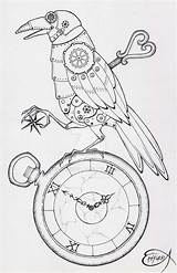 Steampunk Clockwork Raven WIP  Art Drawing sketch template