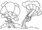 Parachute Landing coloring page For Kids sketch template