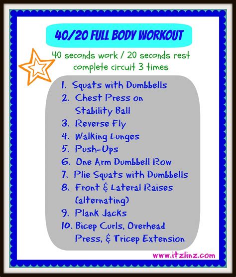 40/20 workout | Fitness body, Full body workout, Interval workout