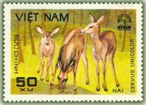 Stamp: Sambar (Cervus unicolor) (Vietnam(Animals from Cúc Phương ...