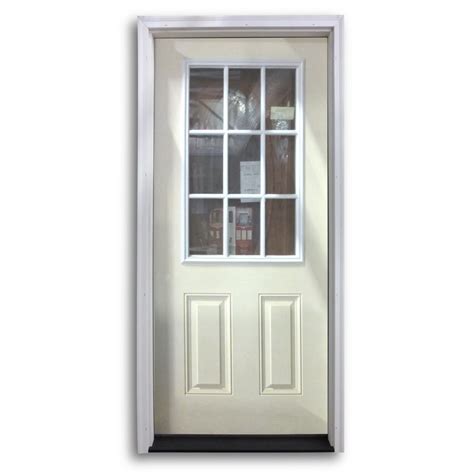 Pre-Hung 9 Lite Fiberglass Exterior Door - Primed White: Home Surplus