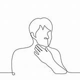 Man Holding His throat  One Line drawing Vector Concept sore sketch template