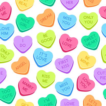 Sweet Heart Candies Pattern Colorful Valentines Hearts Love Conversation Candies And Sweetheart ...